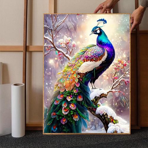 花开富贵孔雀5d钻石画新款点钻十字绣满钻吉祥动物玄关砖石画手工